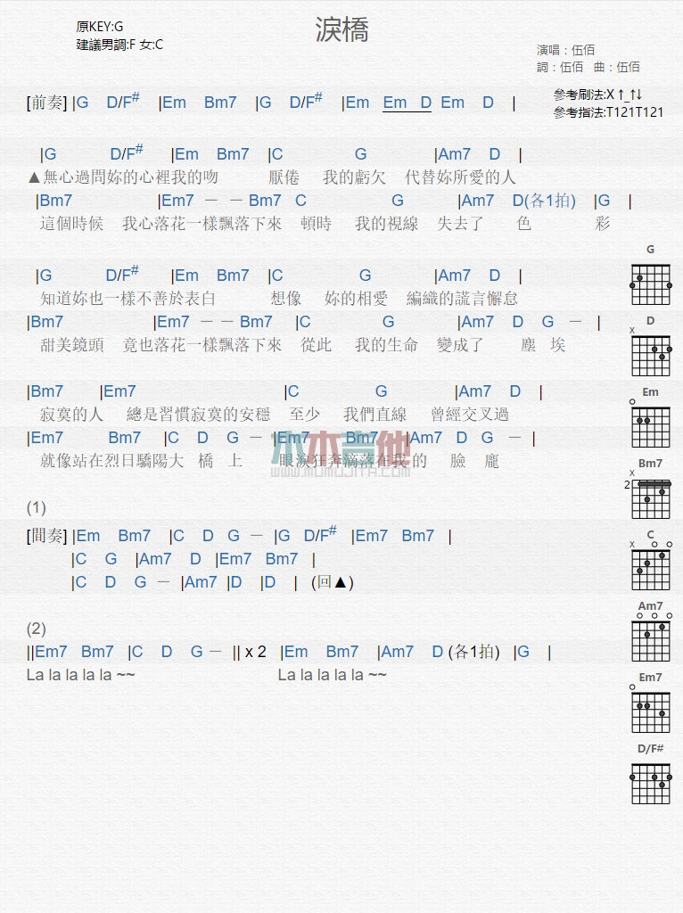 泪桥(吉他谱)