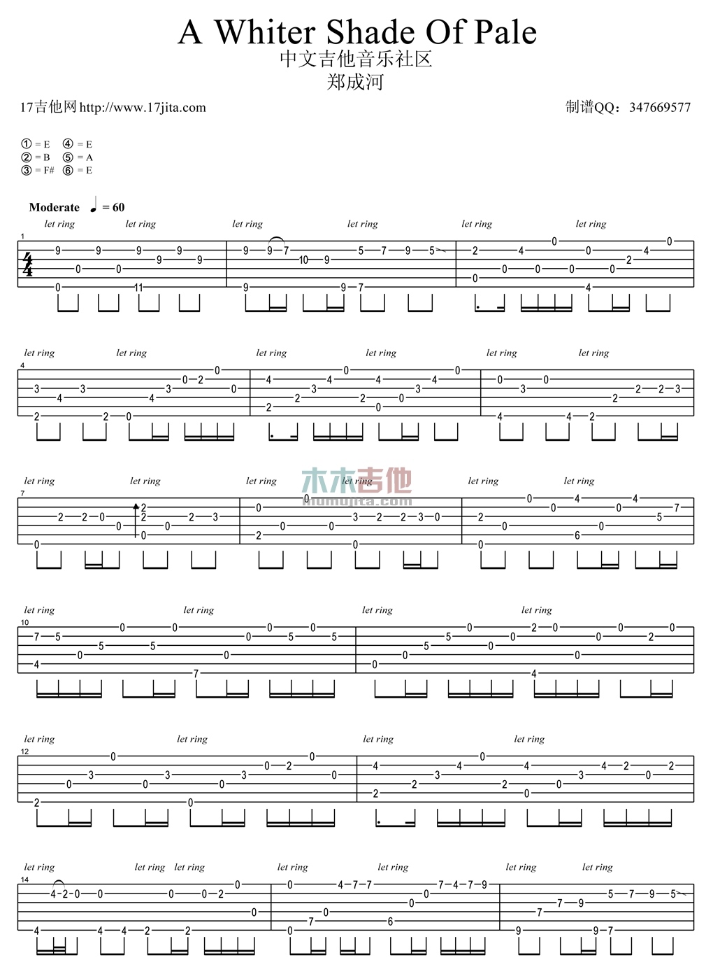 A Whiter Shade Of Pale(指弹版)