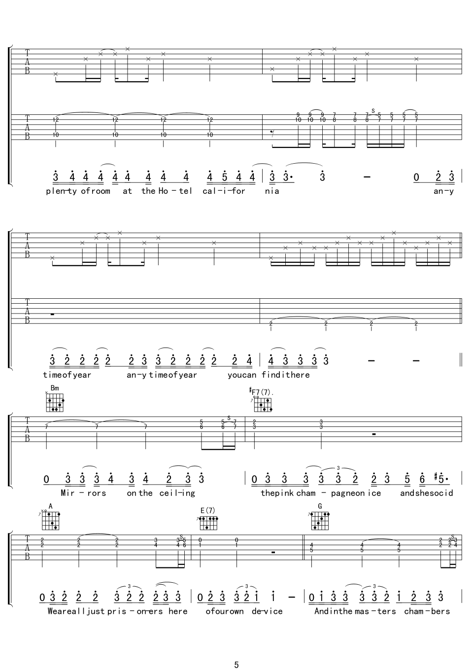 Eagles Hotel California