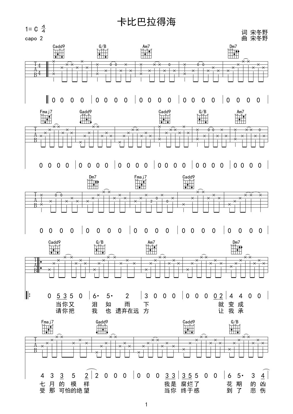 宋冬野 卡比巴拉的海