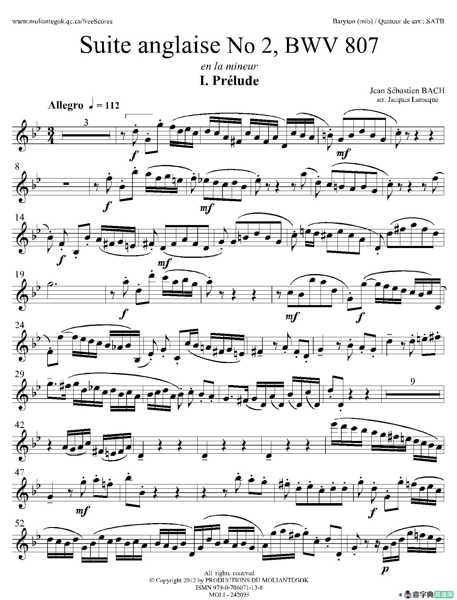 Suite anglaise No 2,BWV 807