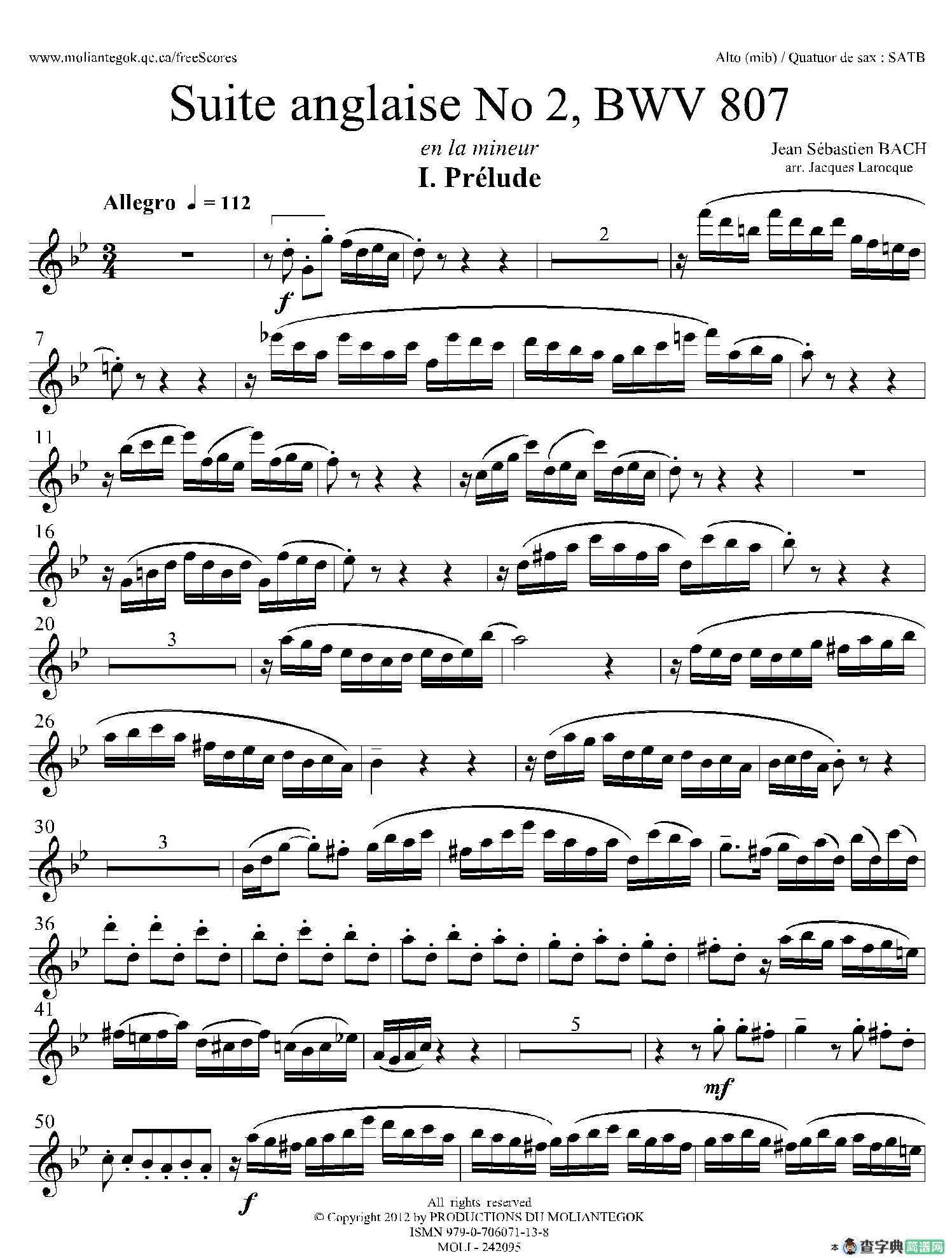 Suite anglaise No 2,BWV 807