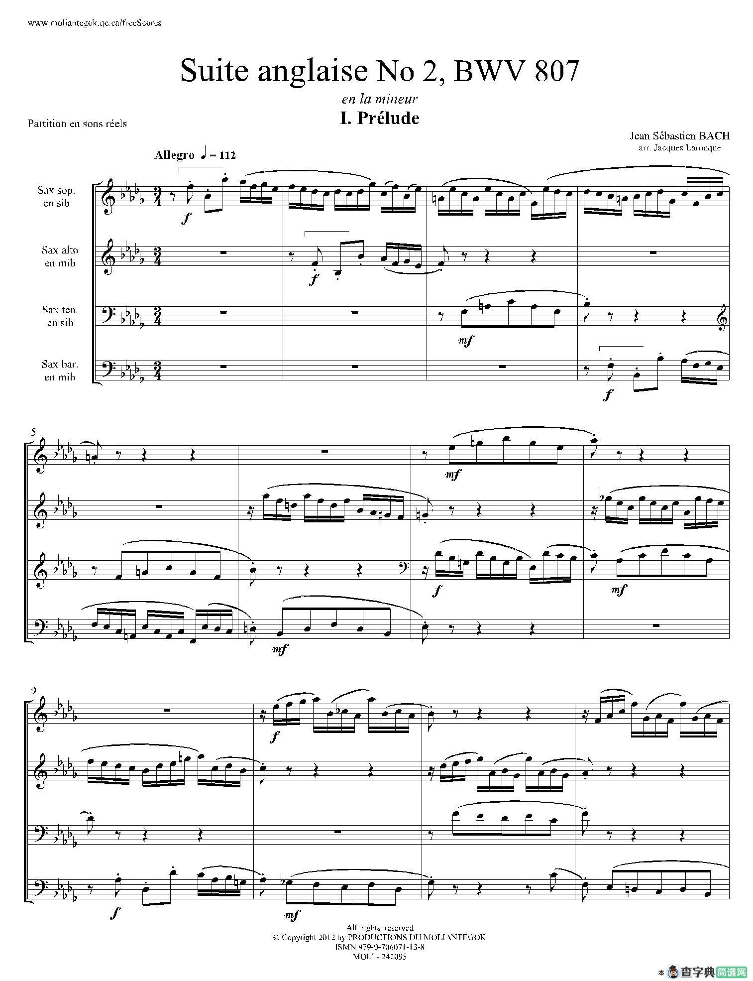 Suite anglaise No 2,BWV 807