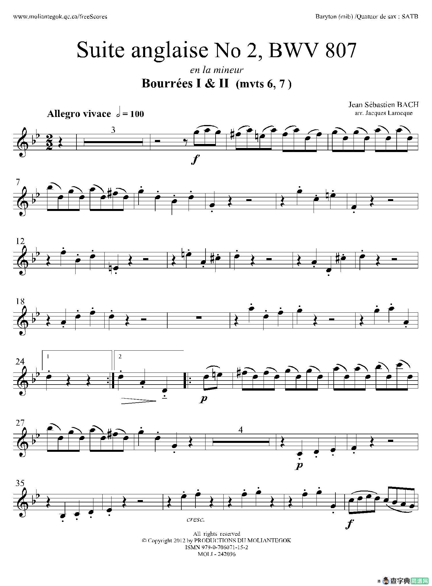 Suite anglaise No 2,BWV 807