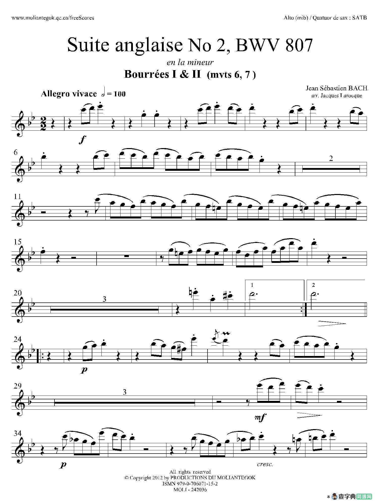 Suite anglaise No 2,BWV 807
