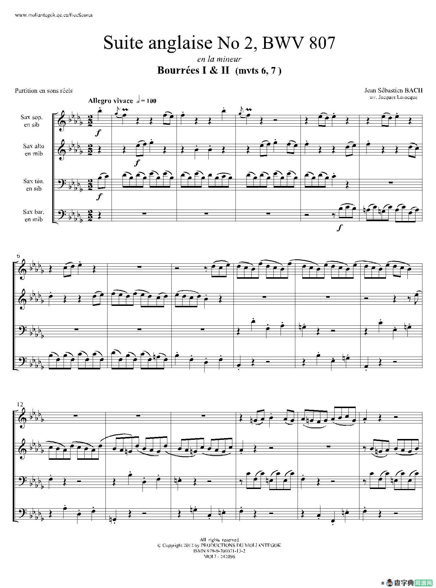 Suite anglaise No 2,BWV 807