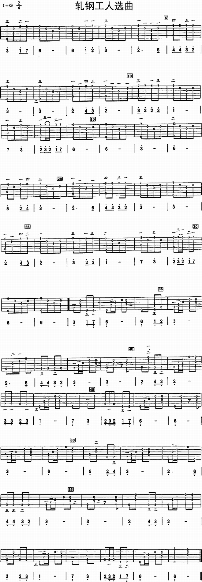 轧钢工人选曲(独奏曲)