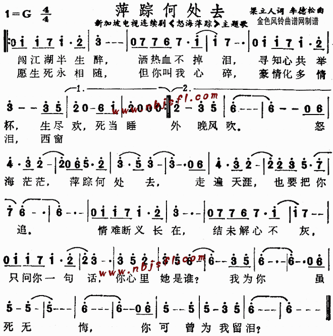 萍踪何处去(怒海萍踪主题歌)
