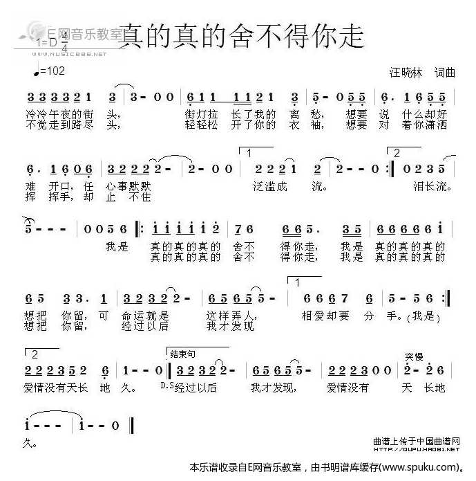 真的真的舍不得你走-汪晓林词曲