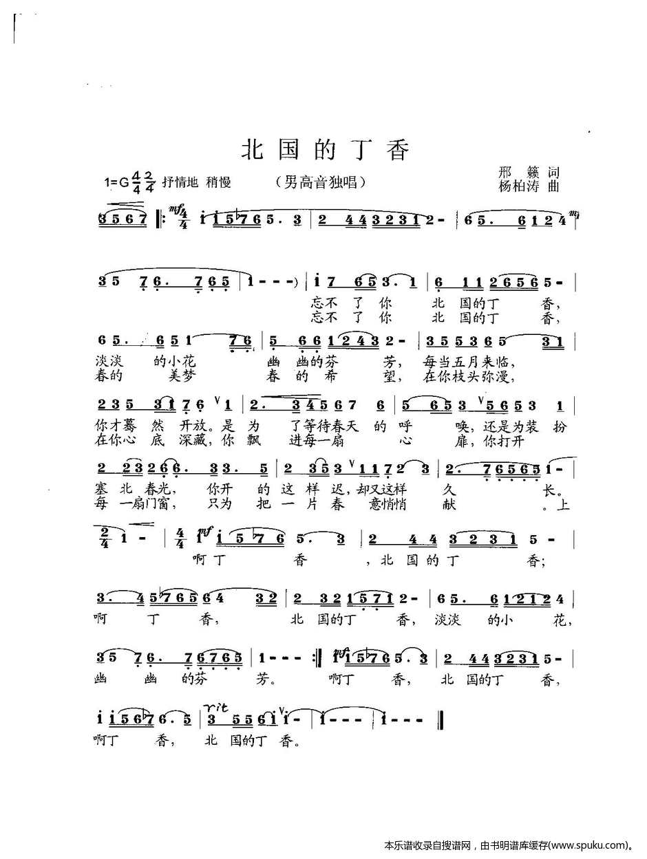 北国的丁香（男高音独唱）