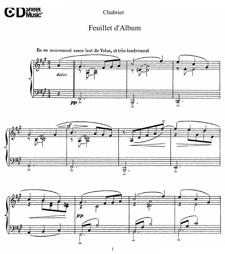 Chabrier - Feuillet d’lbum Feuillet d’lbum -