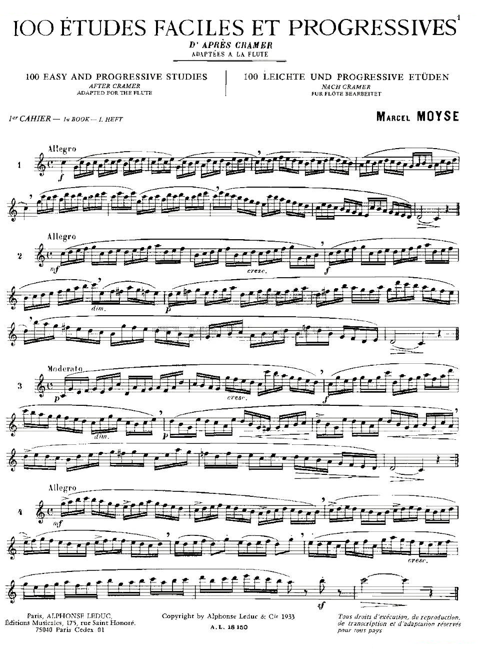 moyse - 100首练习曲之1—14 100首练习曲之1—14 - 铜管乐谱