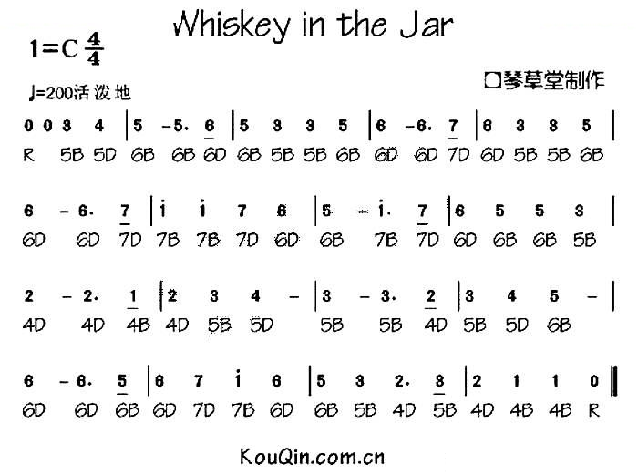 Whiskey in the Jar（布鲁斯口琴谱） 口琴谱
