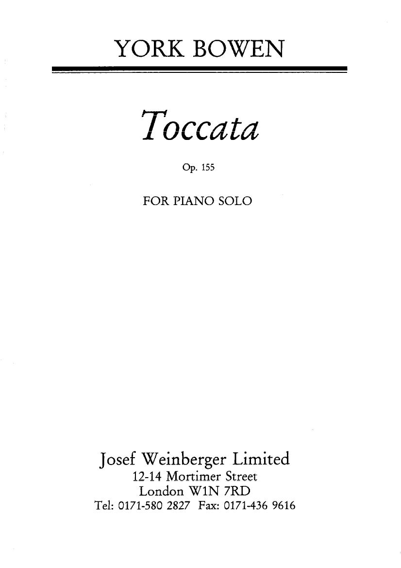 Bowen - Toccata, Op.155 Toccata, Op.155 -