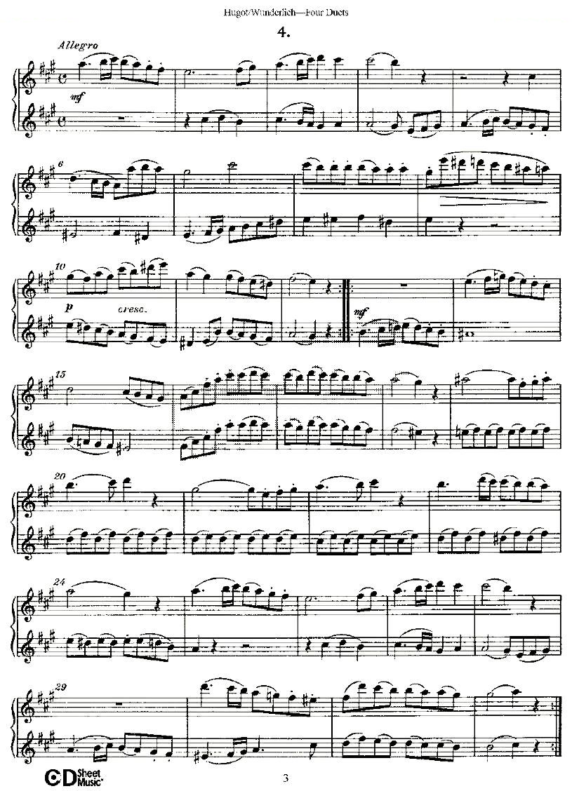 Hugot/Wunderlich Four Duets （四首二重奏） 铜管乐谱