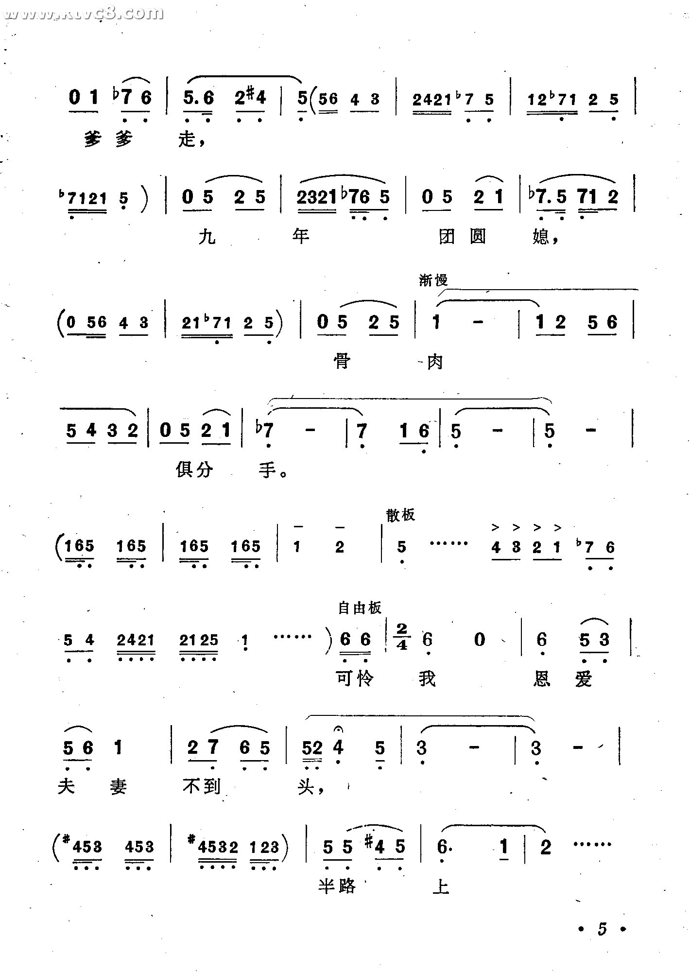 倚门望窦娥冤歌剧选曲 其他唱谱