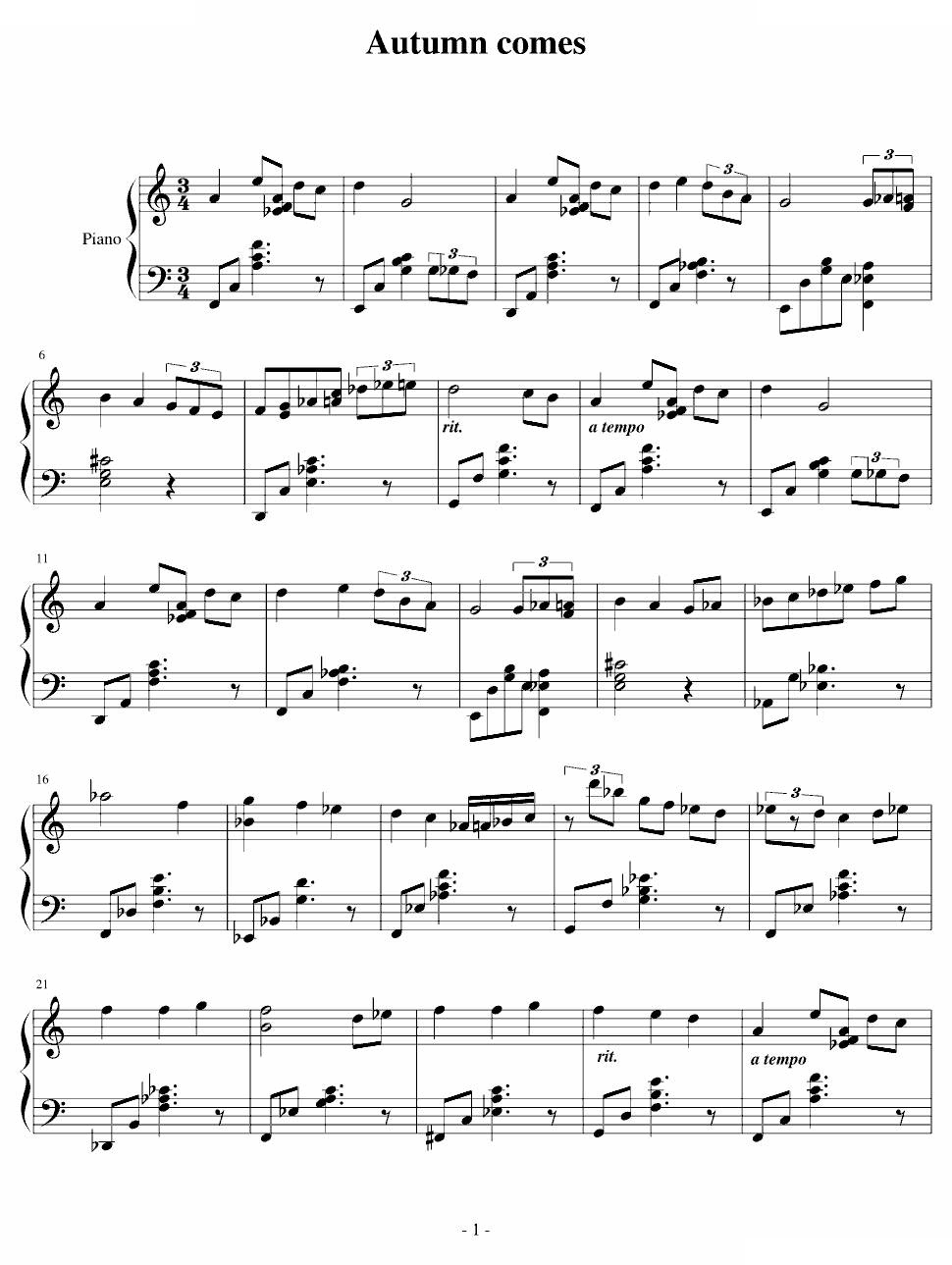 Autumn comes（jazz waltz） -
