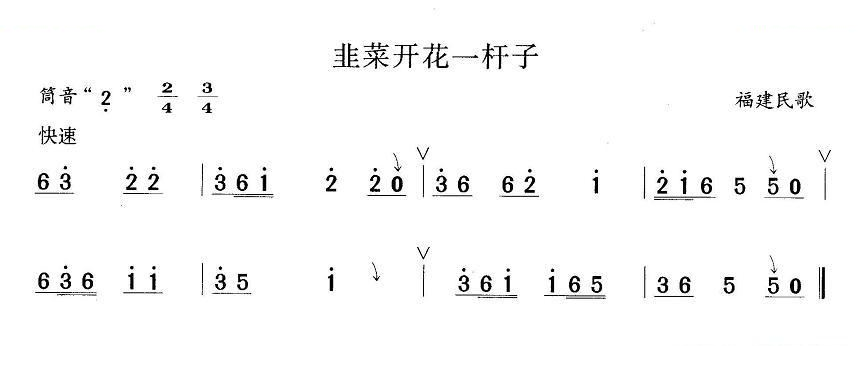 韭菜开花一竿子 笛萧谱