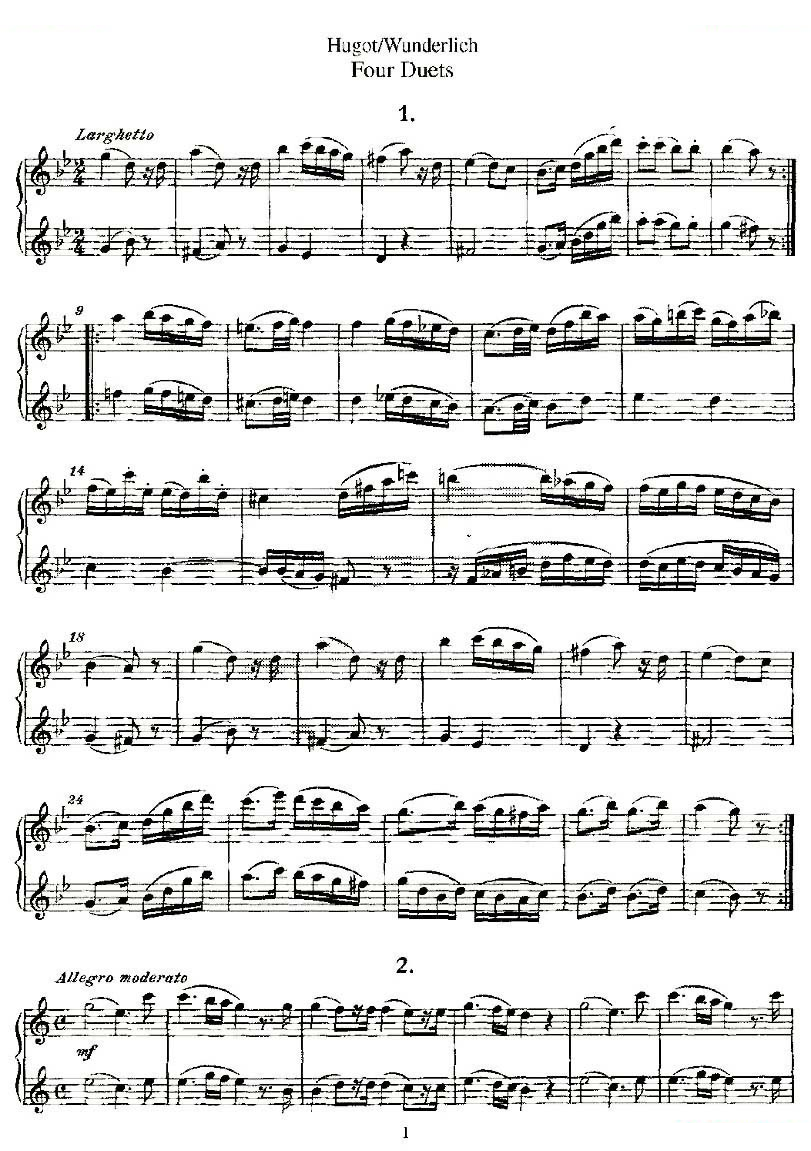 Hugot/Wunderlich Four Duets （四首二重奏） 铜管乐谱