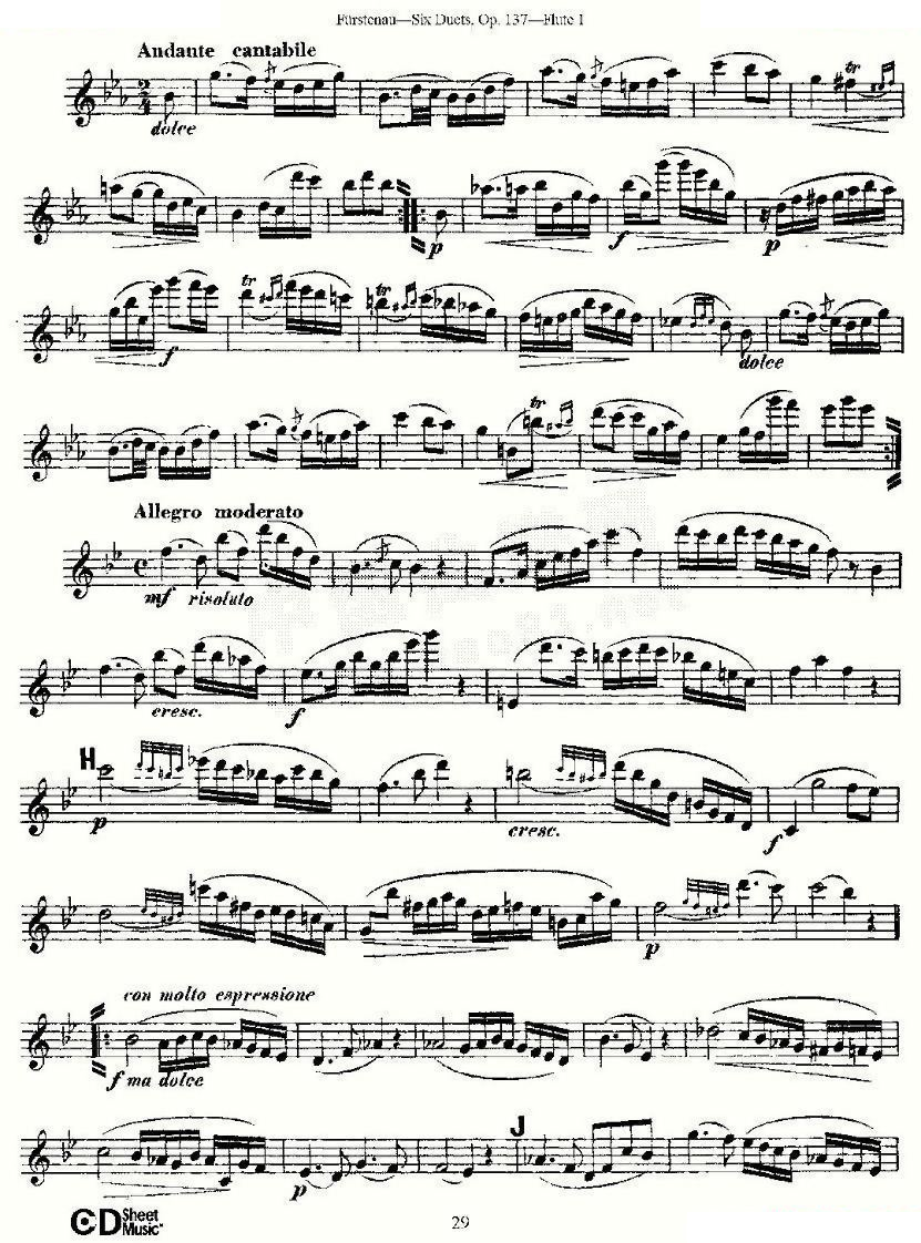 Six Duets, Op.137 之五（二重奏 六首作品 137号） 铜管乐谱