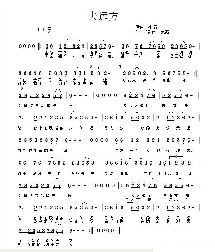 去远方 歌曲