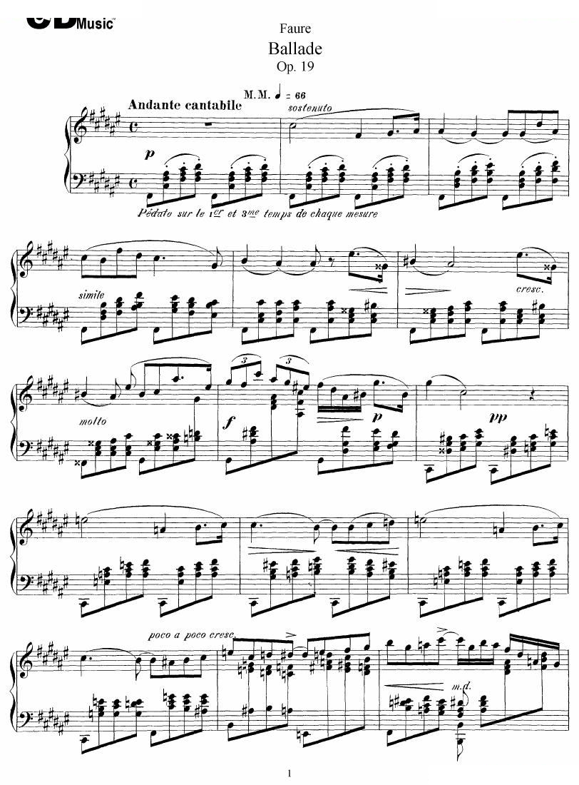 Faure - Ballade Op.19 Ballade Op.19 -