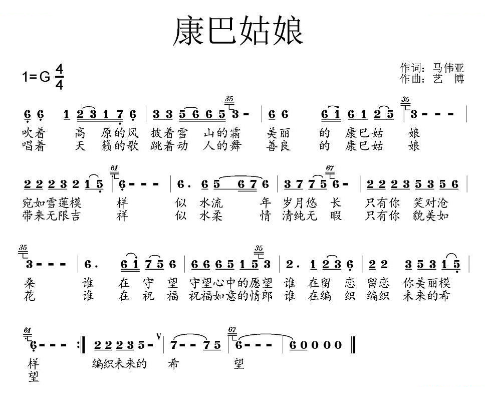 康巴姑娘（马伟亚词 艺博曲） 