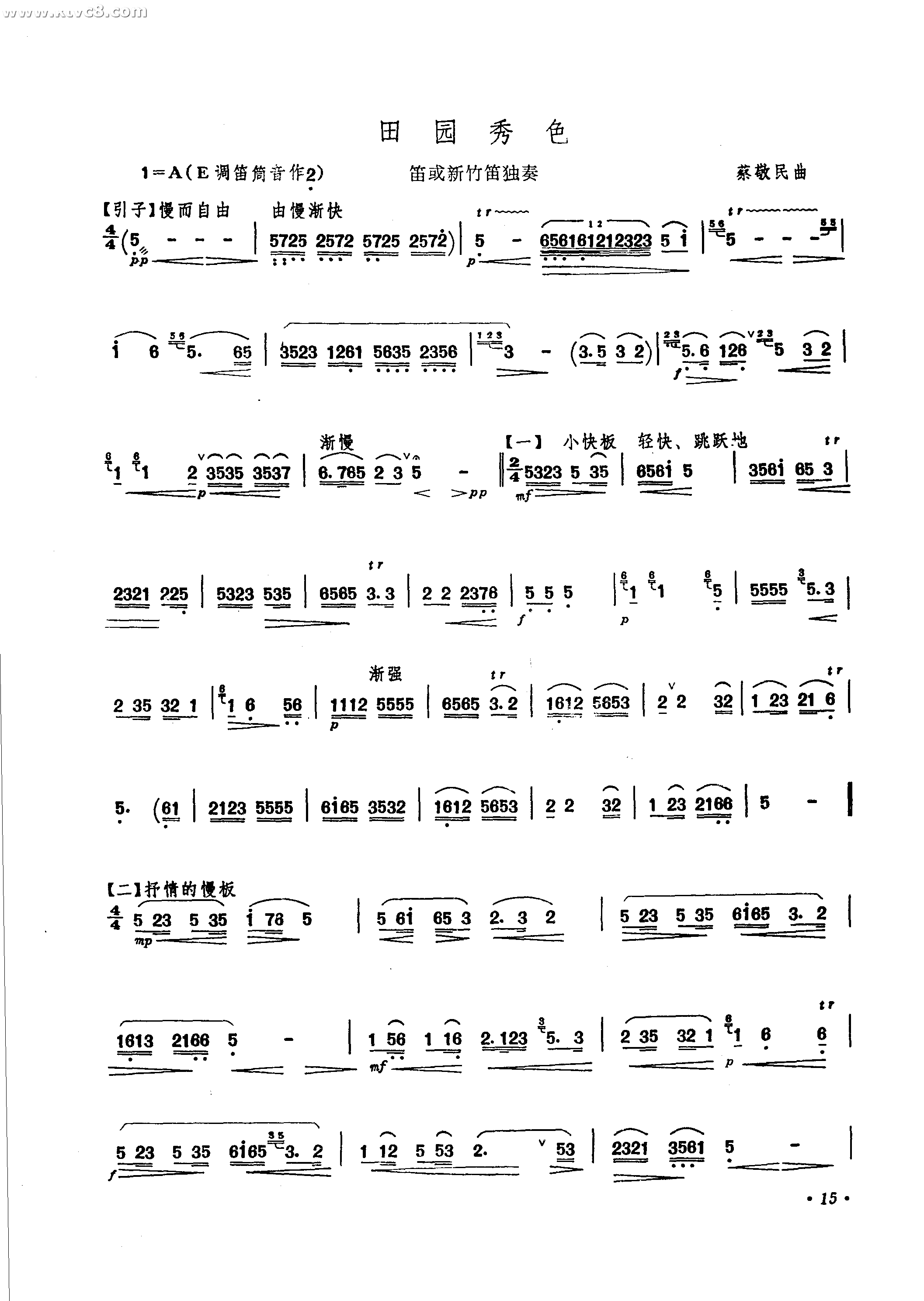 田园秀色 笛萧谱