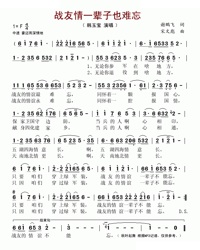 战友情一辈子也难忘