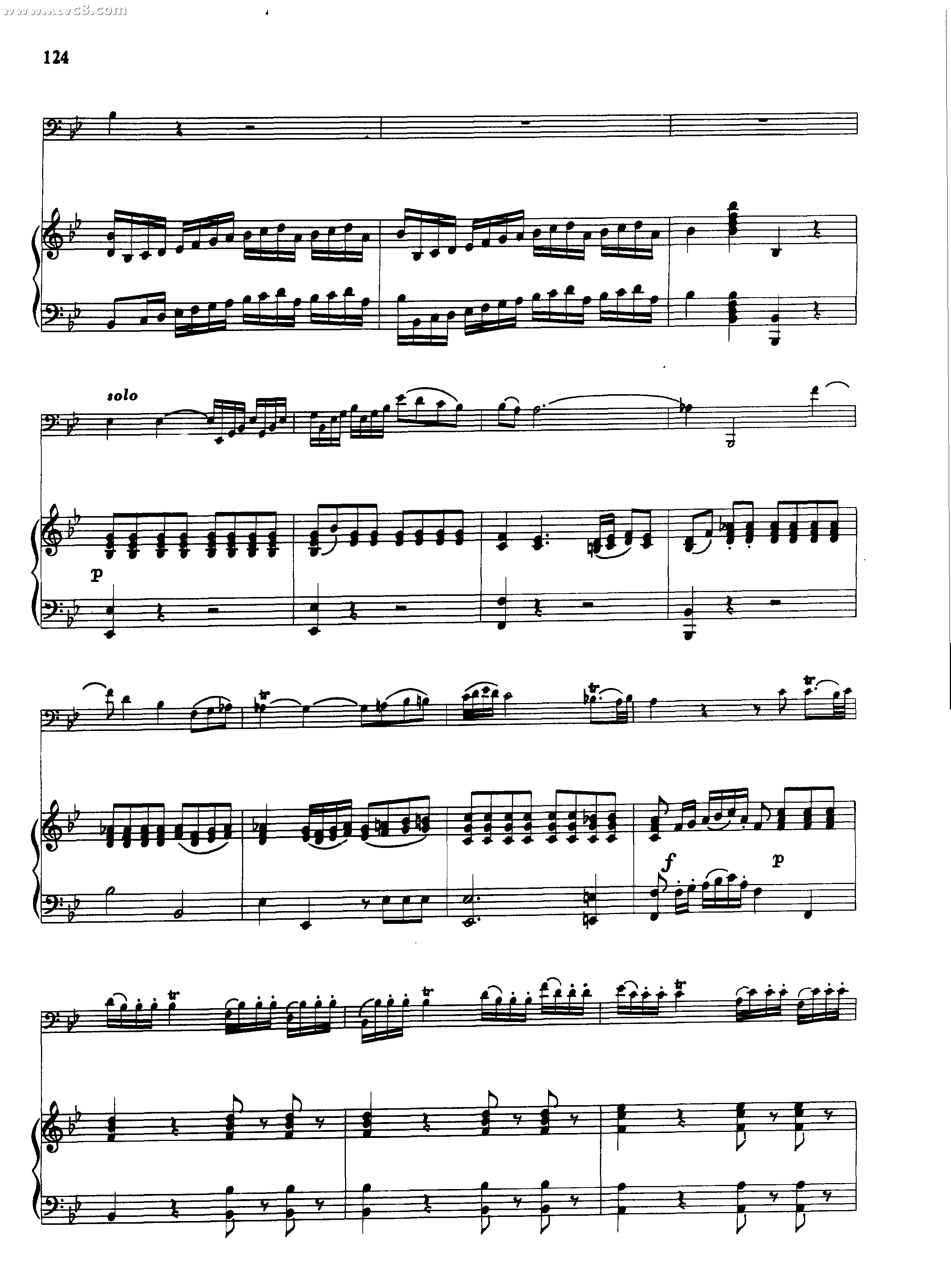 降B大调协奏曲 铜管乐谱