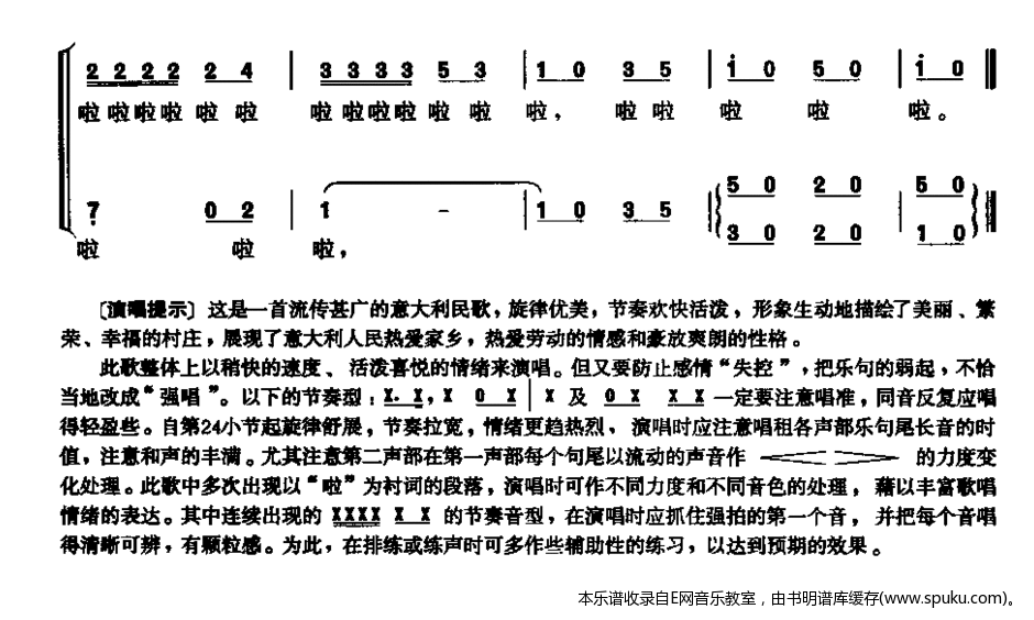 美丽的村庄-意大利民歌(二声部合唱)