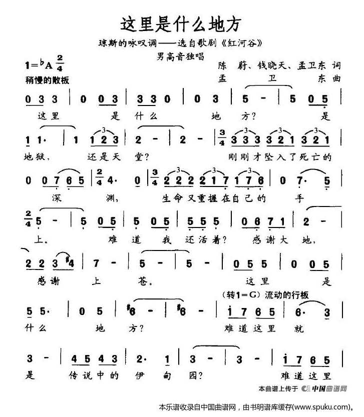 这里是什么地方（歌剧红河谷琼斯的咏叹调）