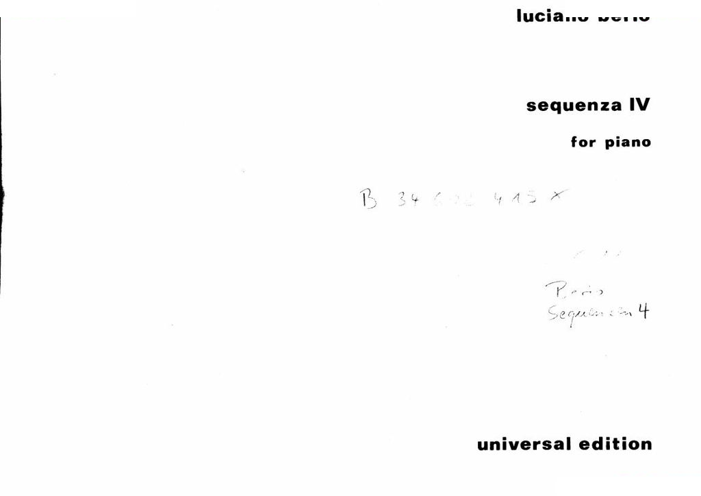 Berio - Sequenza IV Sequenza IV -