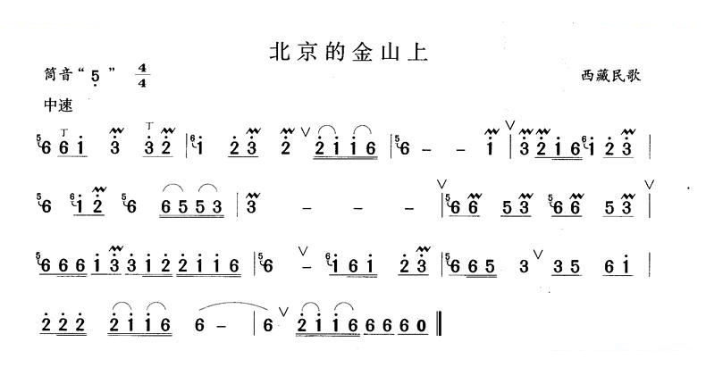 北京的金山上 笛萧谱