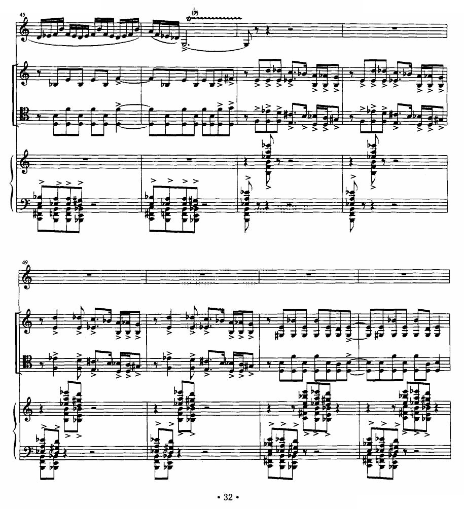 四重奏 op．41 （为小提琴、大提琴、单簧管与钢琴而作） 提琴谱