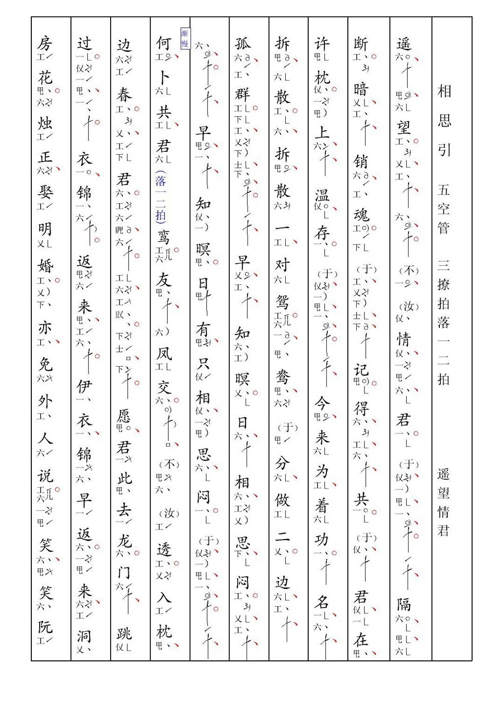 [南音工X谱] 遥望情君 其他唱谱