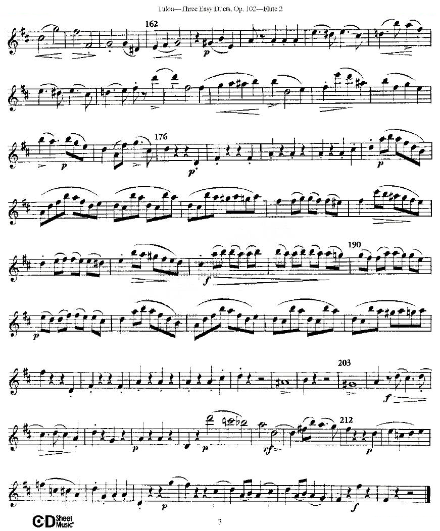 Three Easy Duets,Op.102 之第二长笛（三首简易重奏曲作品102号） 铜管乐谱