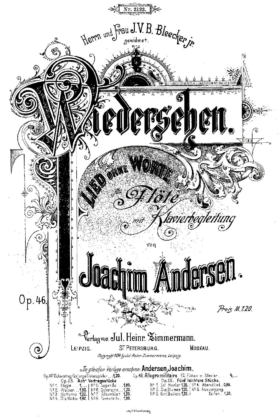 Wiedersehen.Op.46（长笛+钢琴伴奏） 铜管乐谱