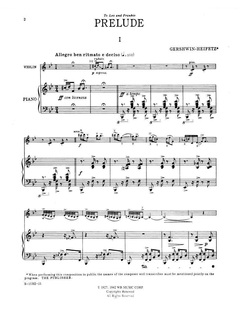 3 Preludes Piano Parts - Gershwin Gershwin -