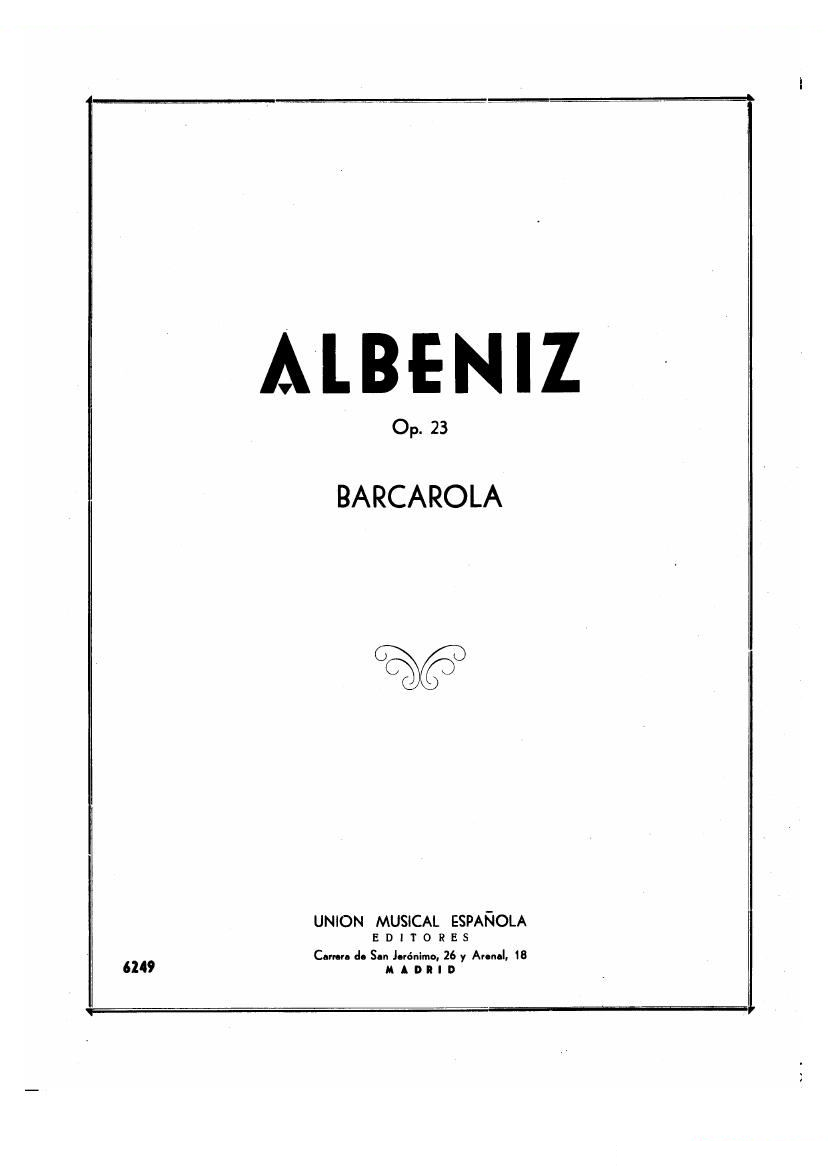 Albeniz - op 23, Barcarolle op 23, Barcarolle -
