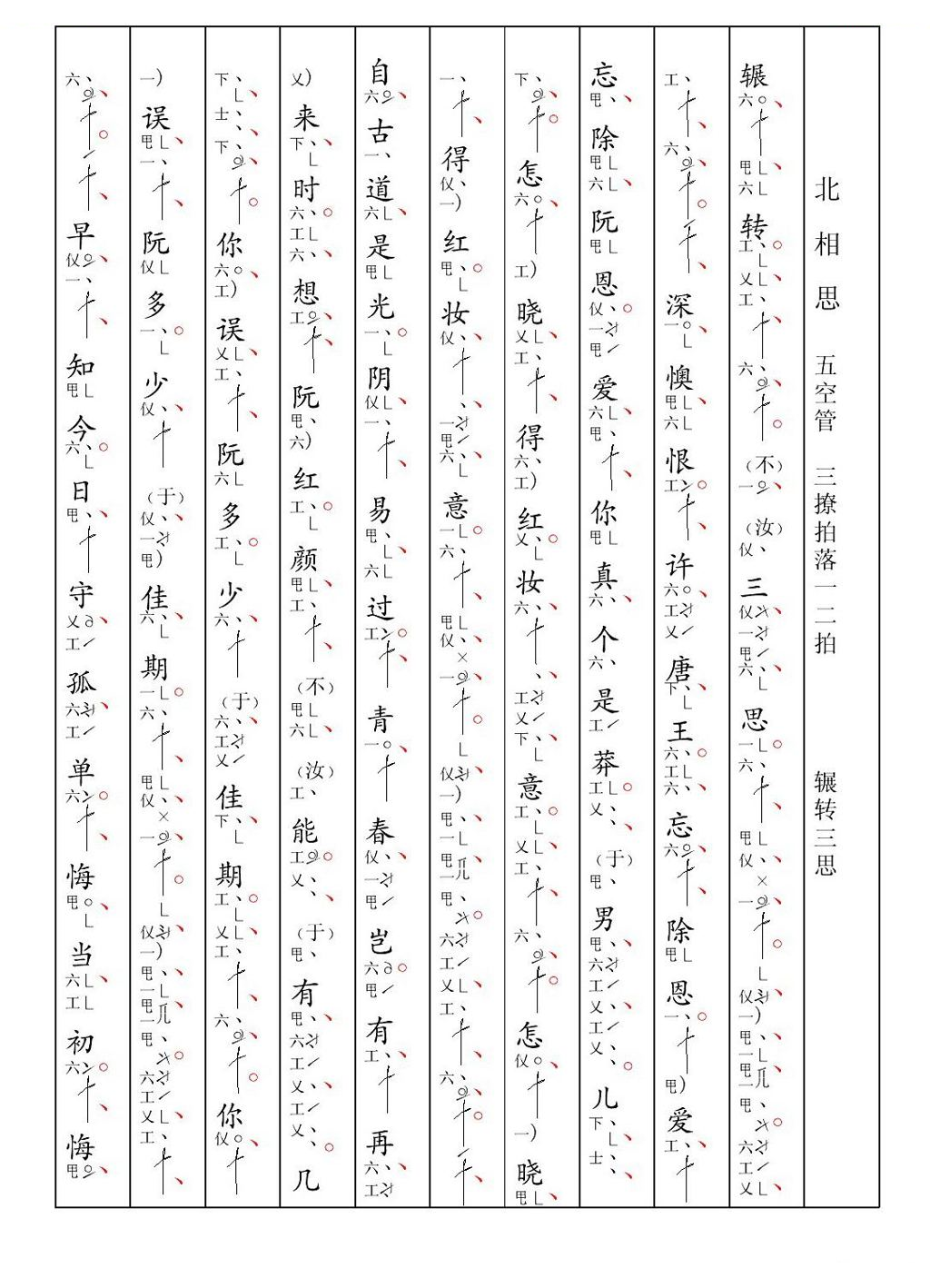 [南音工X谱] 辗转三思 其他唱谱