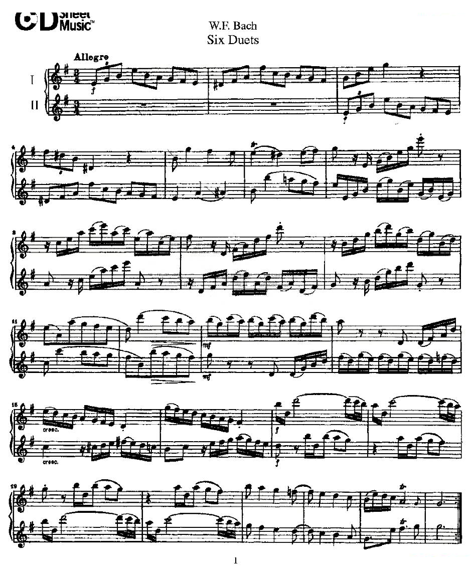 Six Duets 之一（六首二重奏练习曲） 铜管乐谱