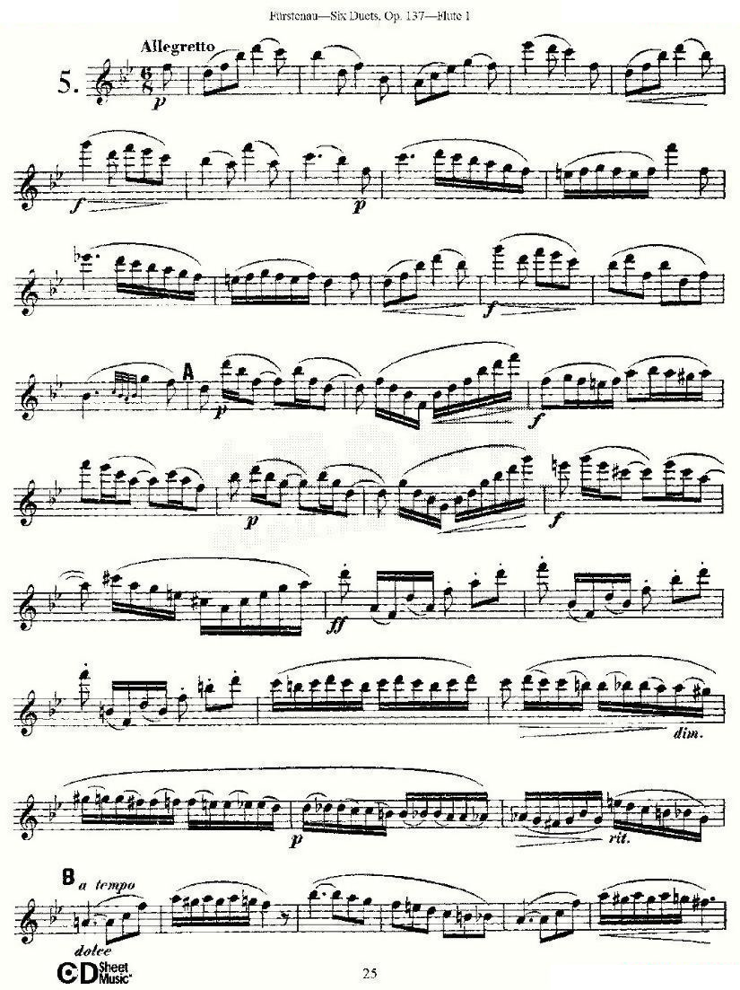 Six Duets, Op.137 之五（二重奏 六首作品 137号） 铜管乐谱