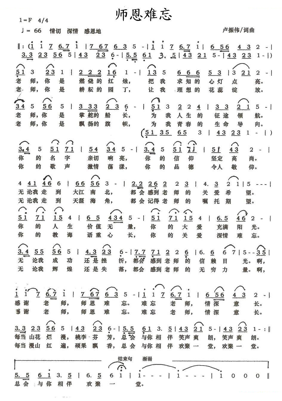 师恩难忘（卢振伟词曲）