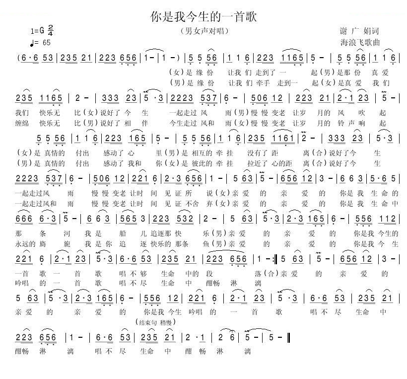 你是我今生的一首歌 