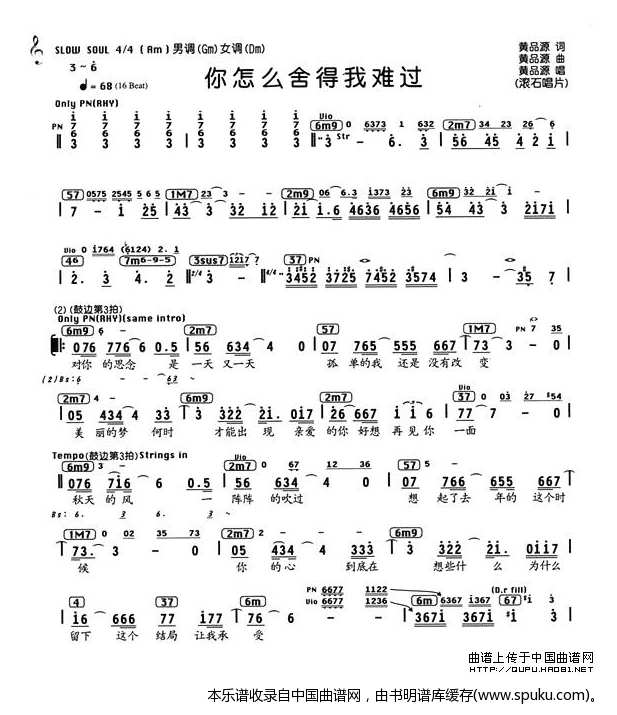 你怎么舍得我难过（编配乐谱）