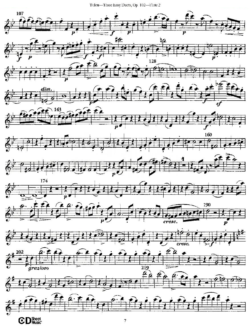 Three Easy Duets,Op.102 之第二长笛（三首简易重奏曲作品102号） 铜管乐谱