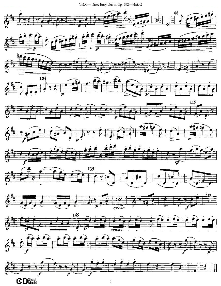 Three Easy Duets,Op.102 之第二长笛（三首简易重奏曲作品102号） 铜管乐谱