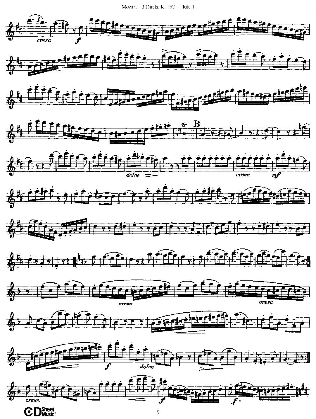 3 Duets K.157 之第一长笛（二重奏三首 K157号） 铜管乐谱