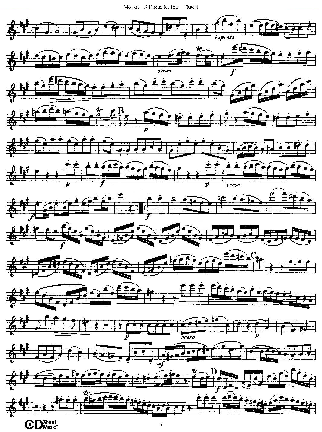 3 Duets K.156 之第一长笛（二重奏三首 K156号） 铜管乐谱